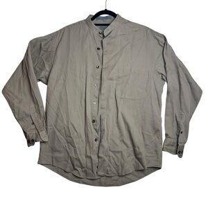 Gillio Men’s Beige Cotton Band Collar Shirt‎ Size M